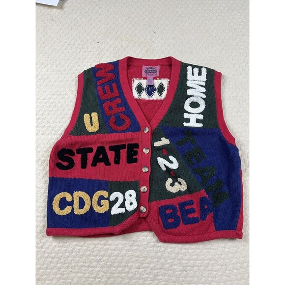 Cambridge Dry Goods Country School Spirit Knit Vest Vintage 80s | Womens Large - Picture 3 of 8